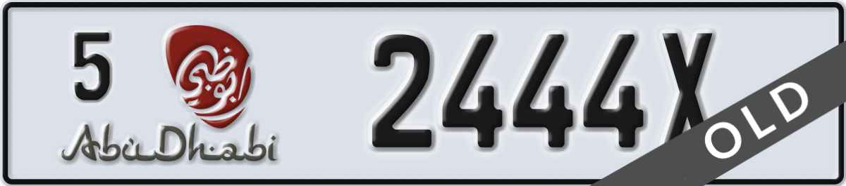 abu dhabi License Plate Number 2444X Code 5