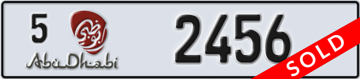 abu dhabi License Plate Number 2456 Code 5