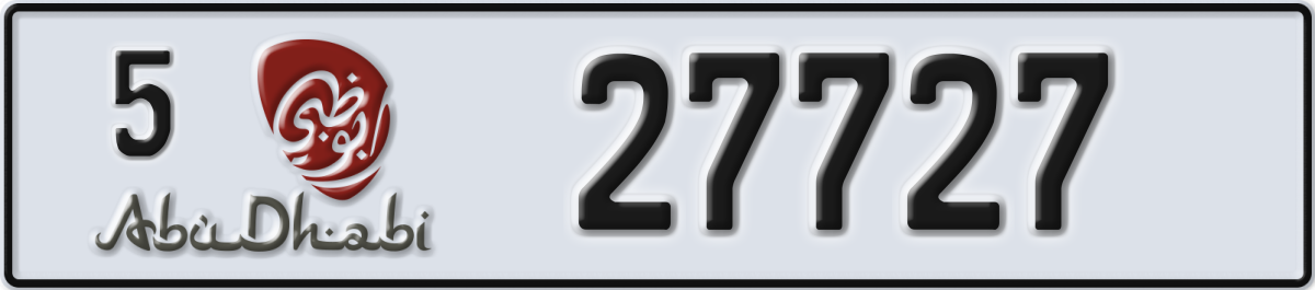 abu dhabi License Plate Number 27727 Code 5