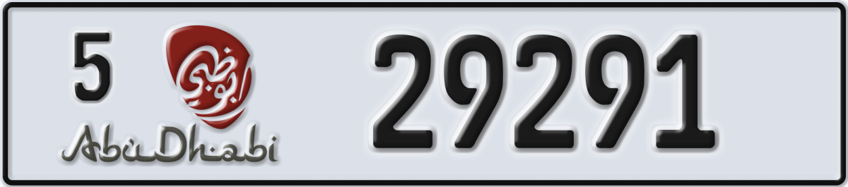abu dhabi License Plate Number 29291 Code 5
