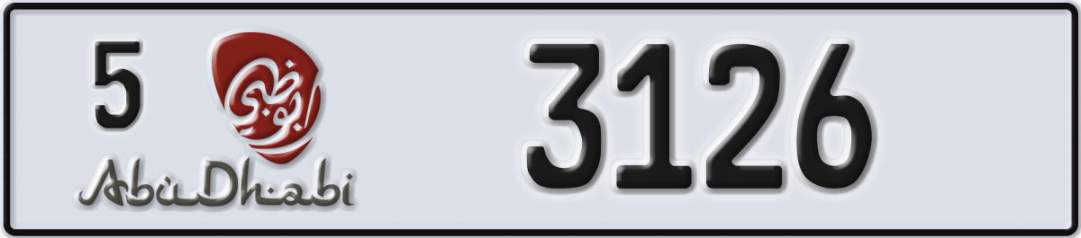 abu dhabi License Plate Number 3126 Code 5
