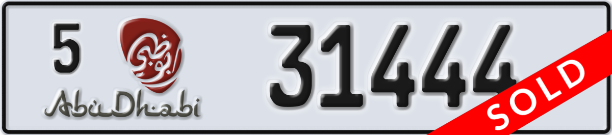 abu dhabi License Plate Number 31444 Code 5