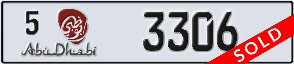 abu dhabi License Plate Number 3306 Code 5