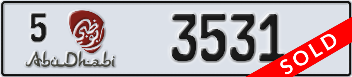 abu dhabi License Plate Number 3531 Code 5