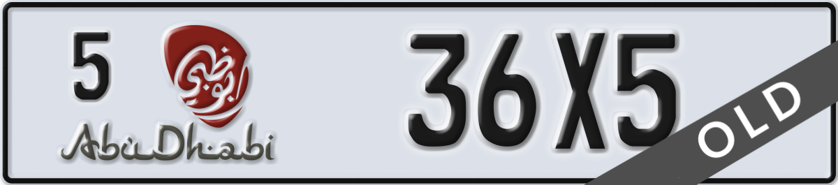 abu dhabi License Plate Number 36X5 Code 5