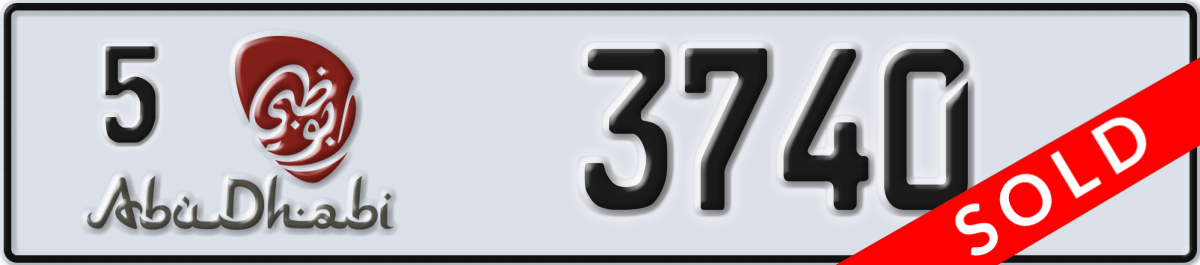 abu dhabi License Plate Number 3740 Code 5