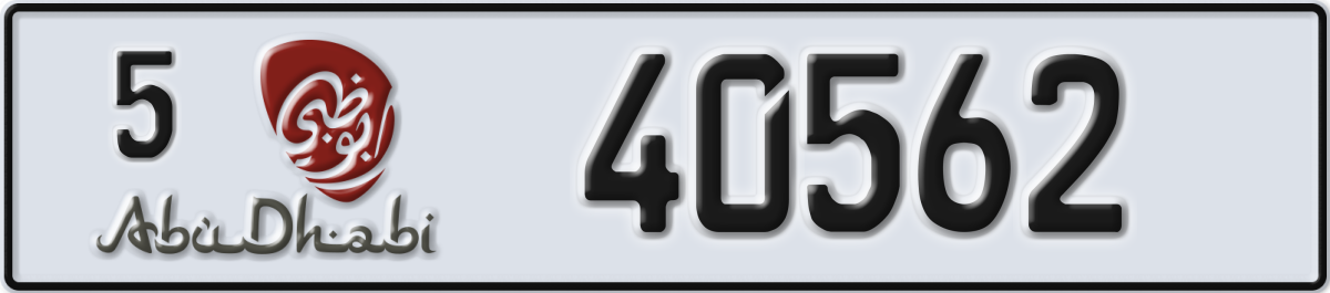 abu dhabi License Plate Number 40562 Code 5