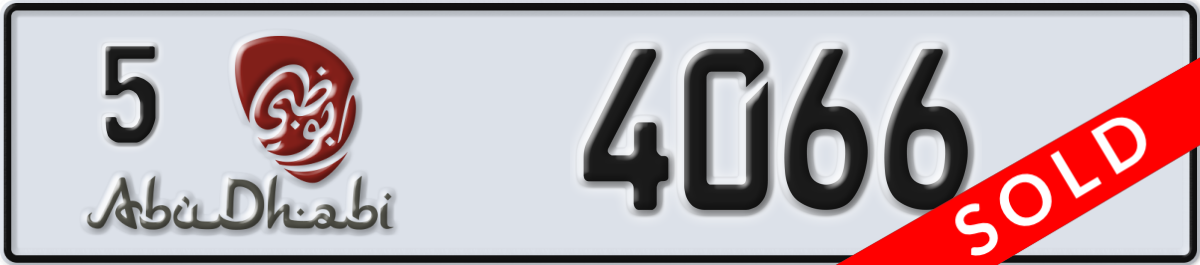 abu dhabi License Plate Number 4066 Code 5