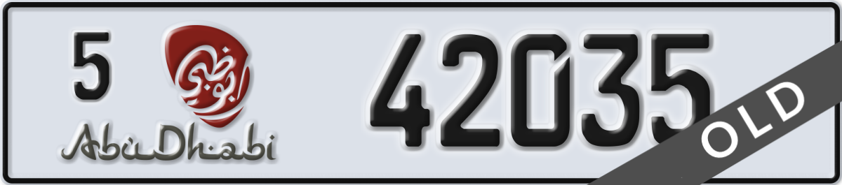 abu dhabi License Plate Number 42035 Code 5