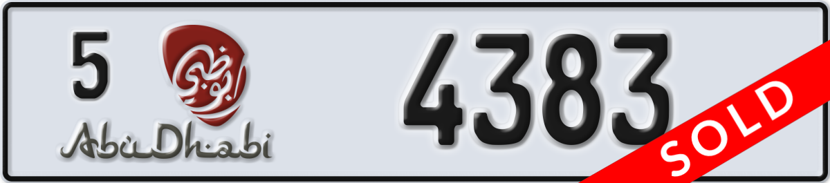 abu dhabi License Plate Number 4383 Code 5