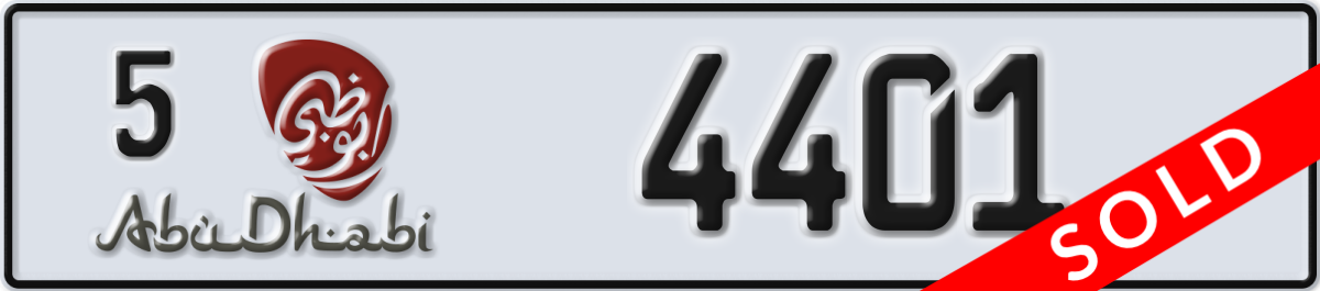 abu dhabi License Plate Number 4401 Code 5
