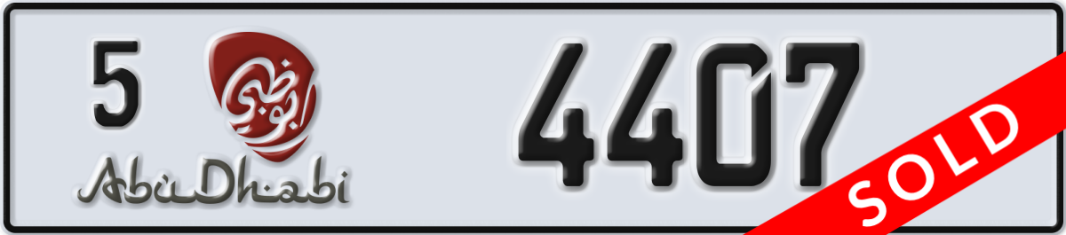 abu dhabi License Plate Number 4407 Code 5
