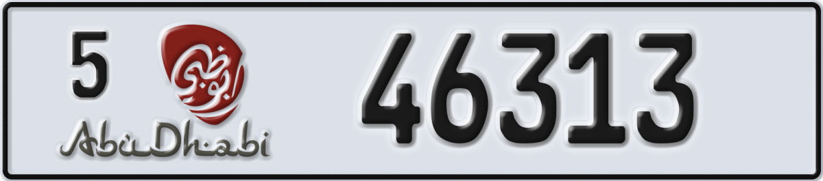 abu dhabi License Plate Number 46313 Code 5