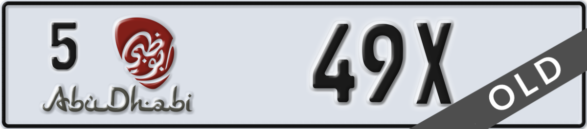 abu dhabi License Plate Number 49X Code 5