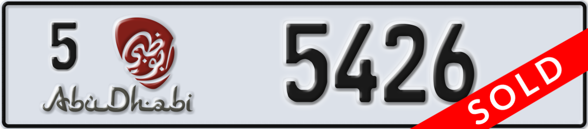 abu dhabi License Plate Number 5426 Code 5