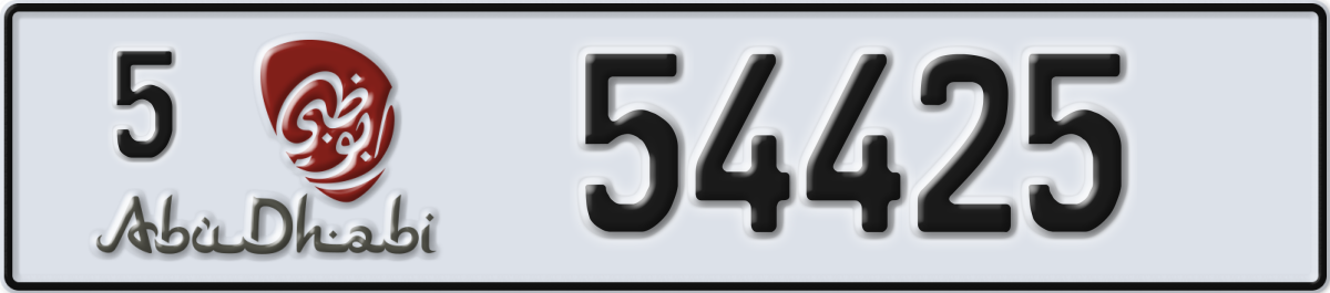 abu dhabi License Plate Number 54425 Code 5