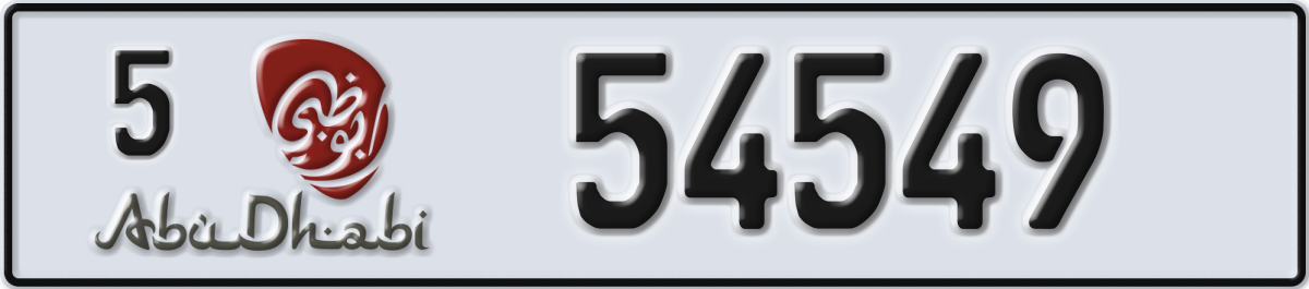 abu dhabi License Plate Number 54549 Code 5