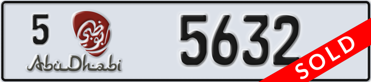 abu dhabi License Plate Number 5632 Code 5