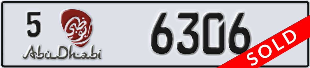 abu dhabi License Plate Number 6306 Code 5
