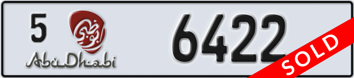 abu dhabi License Plate Number 6422 Code 5