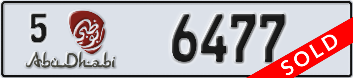 abu dhabi License Plate Number 6477 Code 5