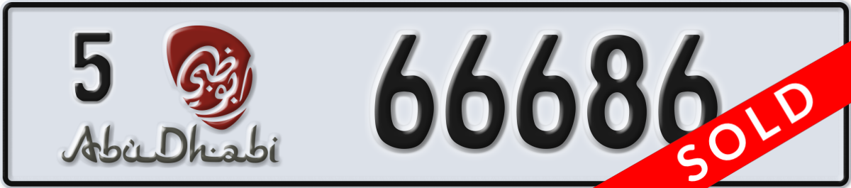 abu dhabi License Plate Number 66686 Code 5