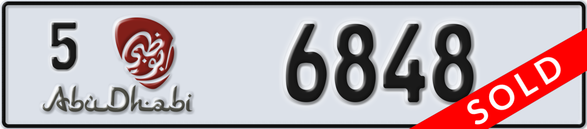 abu dhabi License Plate Number 6848 Code 5