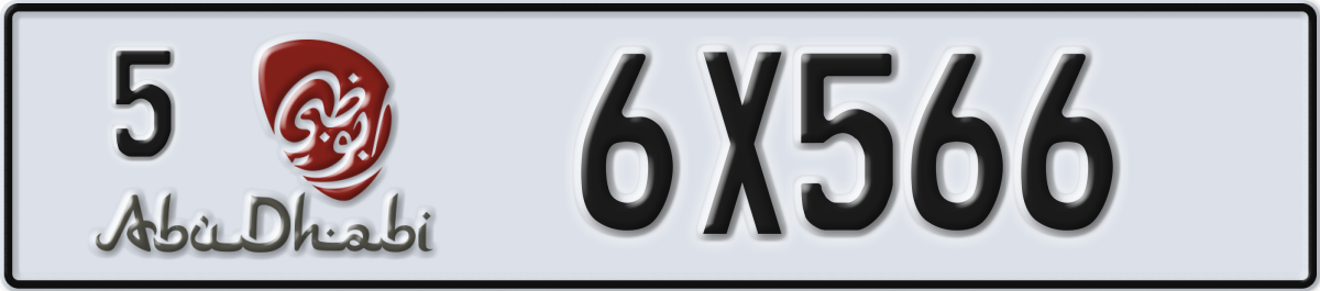 abu dhabi License Plate Number 6X566 Code 5