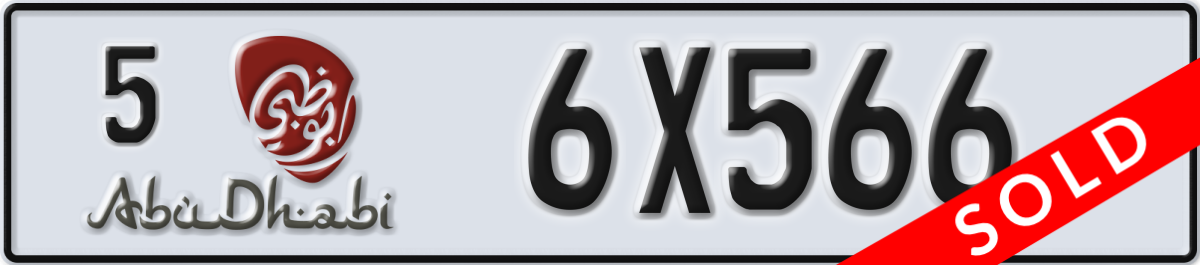 abu dhabi License Plate Number 6X566 Code 5