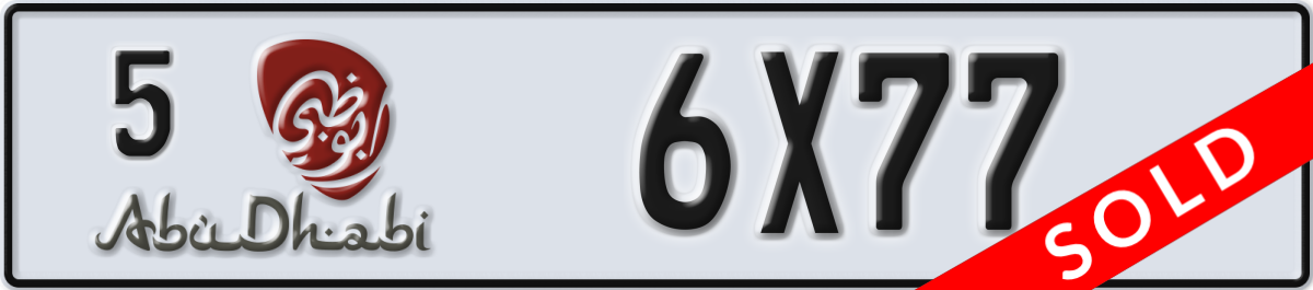 abu dhabi License Plate Number 6X77 Code 5