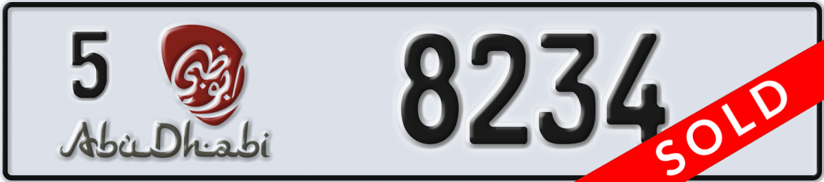 abu dhabi License Plate Number 8234 Code 5