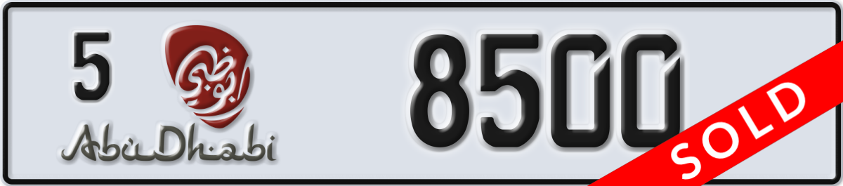 abu dhabi License Plate Number 8500 Code 5