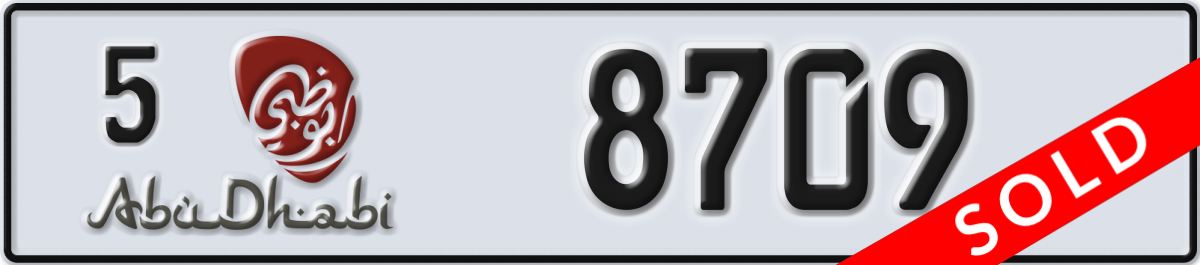 abu dhabi License Plate Number 8709 Code 5