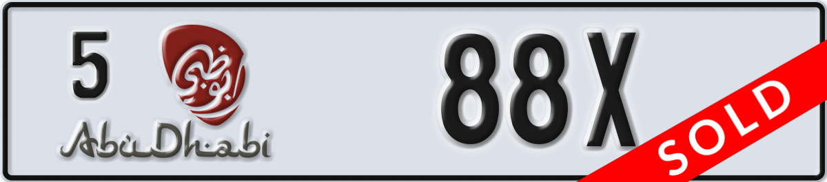 abu dhabi License Plate Number 88X Code 5