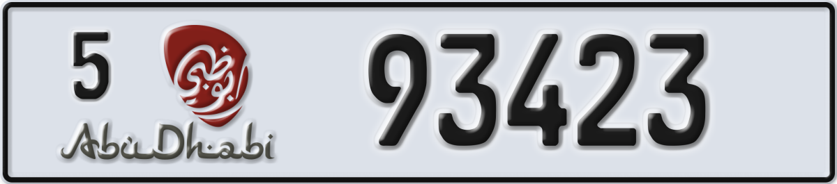 abu dhabi License Plate Number 93423 Code 5