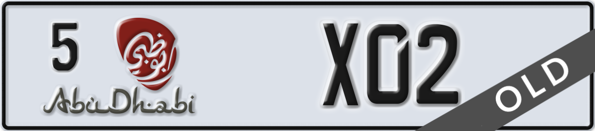 abu dhabi License Plate Number X02 Code 5