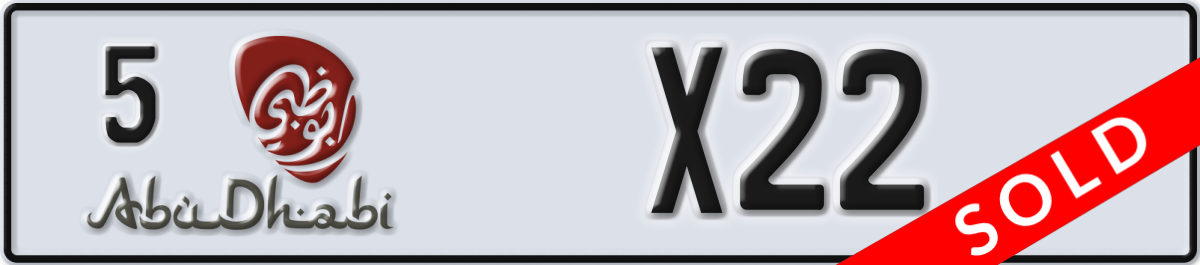 abu dhabi License Plate Number X22 Code 5