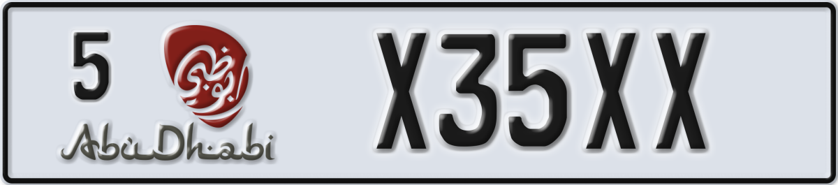 abu dhabi License Plate Number X35XX Code 5