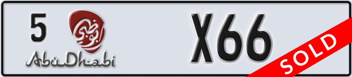 abu dhabi License Plate Number X66 Code 5