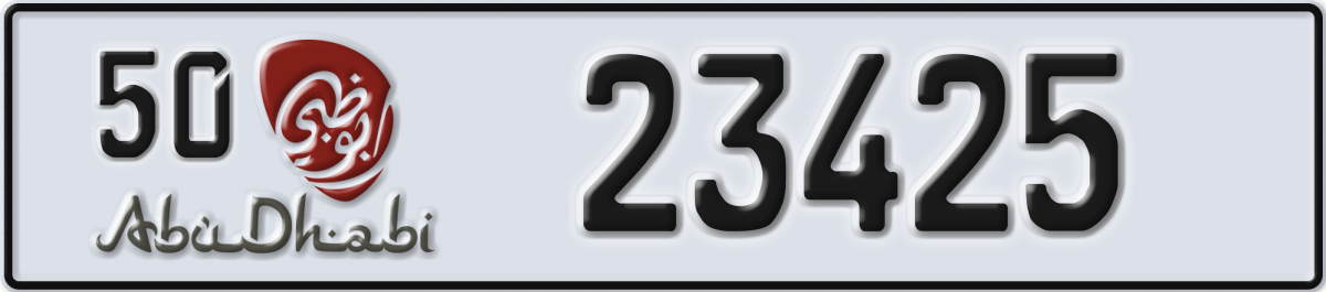 abu dhabi License Plate Number 23425 Code 50