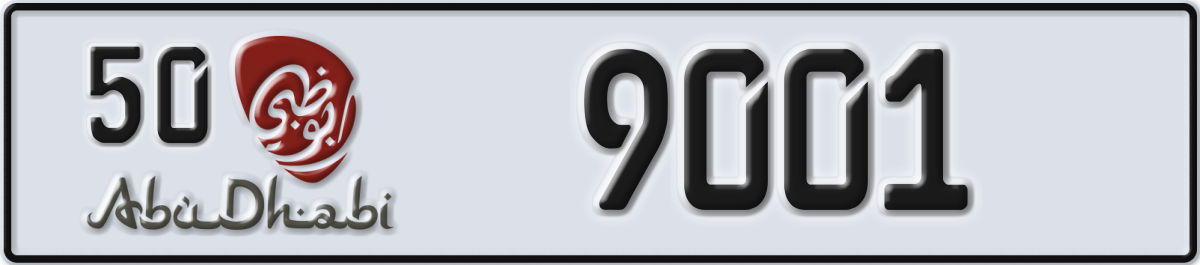 abu dhabi License Plate Number 9001 Code 50