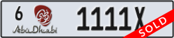abu dhabi - code - 6 - number -1111X
