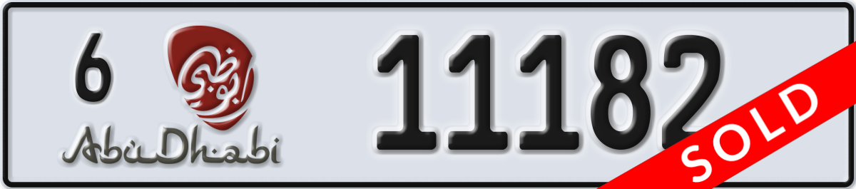 abu dhabi License Plate Number 11182 Code 6