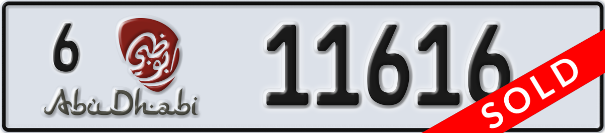 abu dhabi License Plate Number 11616 Code 6