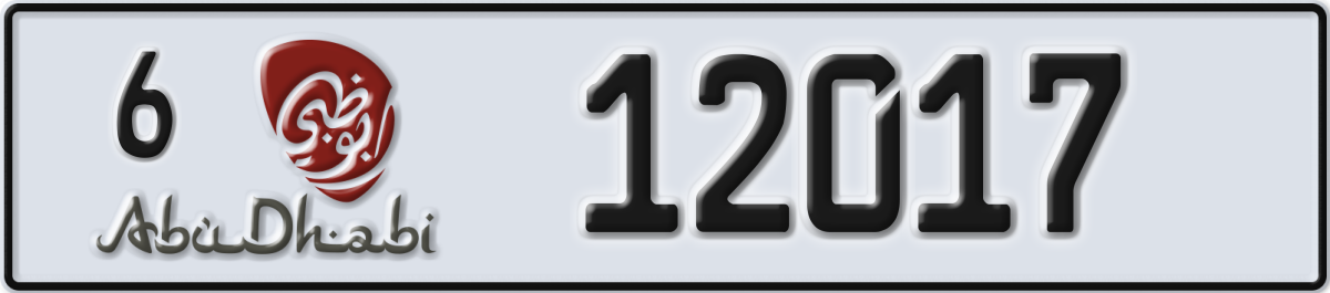 abu dhabi License Plate Number 12017 Code 6