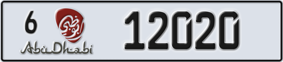 abu dhabi License Plate Number 12020 Code 6
