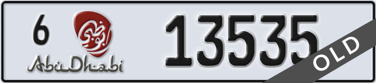 abu dhabi License Plate Number 13535 Code 6