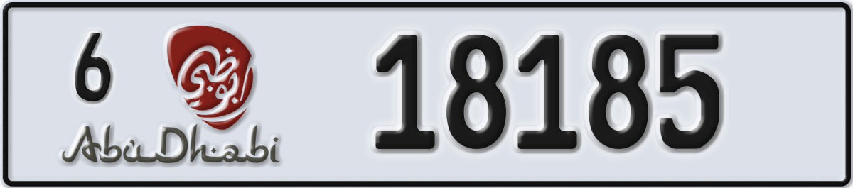 abu dhabi License Plate Number 18185 Code 6