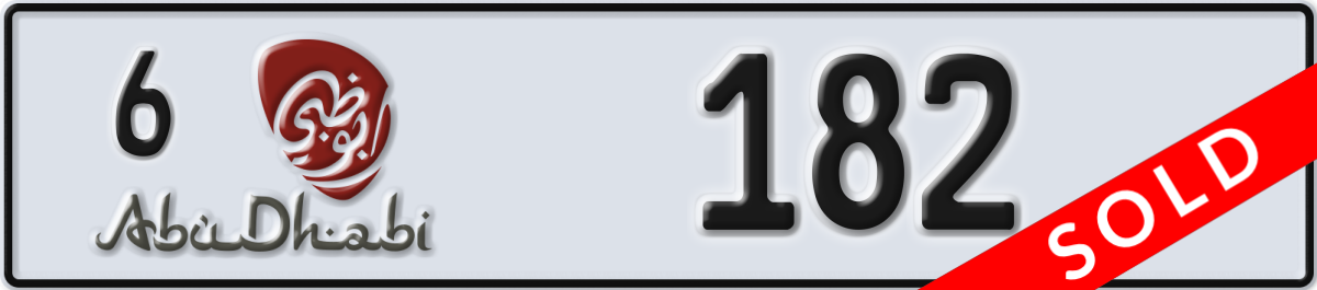 abu dhabi License Plate Number 182 Code 6
