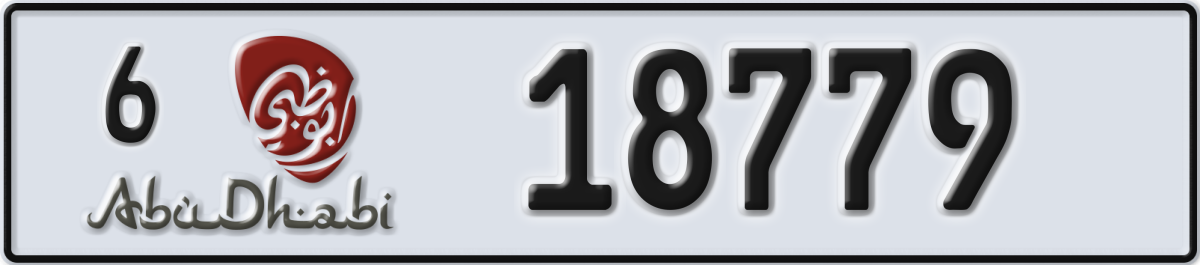 abu dhabi License Plate Number 18779 Code 6